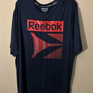 Reebok Blue and Red Short Sleeve Tee with Bold Logo